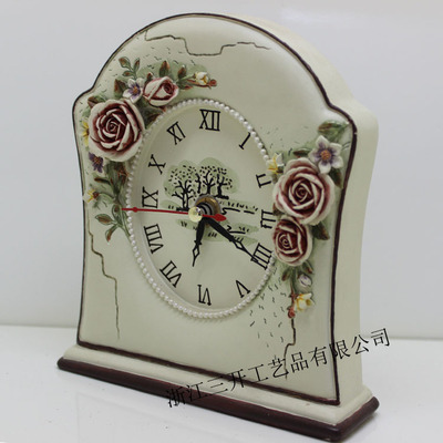 【【廠家直銷】供應歐式樹脂座鐘/小鬧鐘 田園風格 家居擺件裝飾】價格,廠家,圖片,塑料、樹脂工藝品,沈立明(個體經營)-